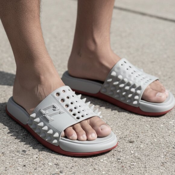Christian Louboutin Gray Spiked Sandals main image 5
